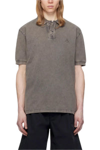 ISABEL MARANT Afko Plastron Polo Shirt in faded black - men's shirt