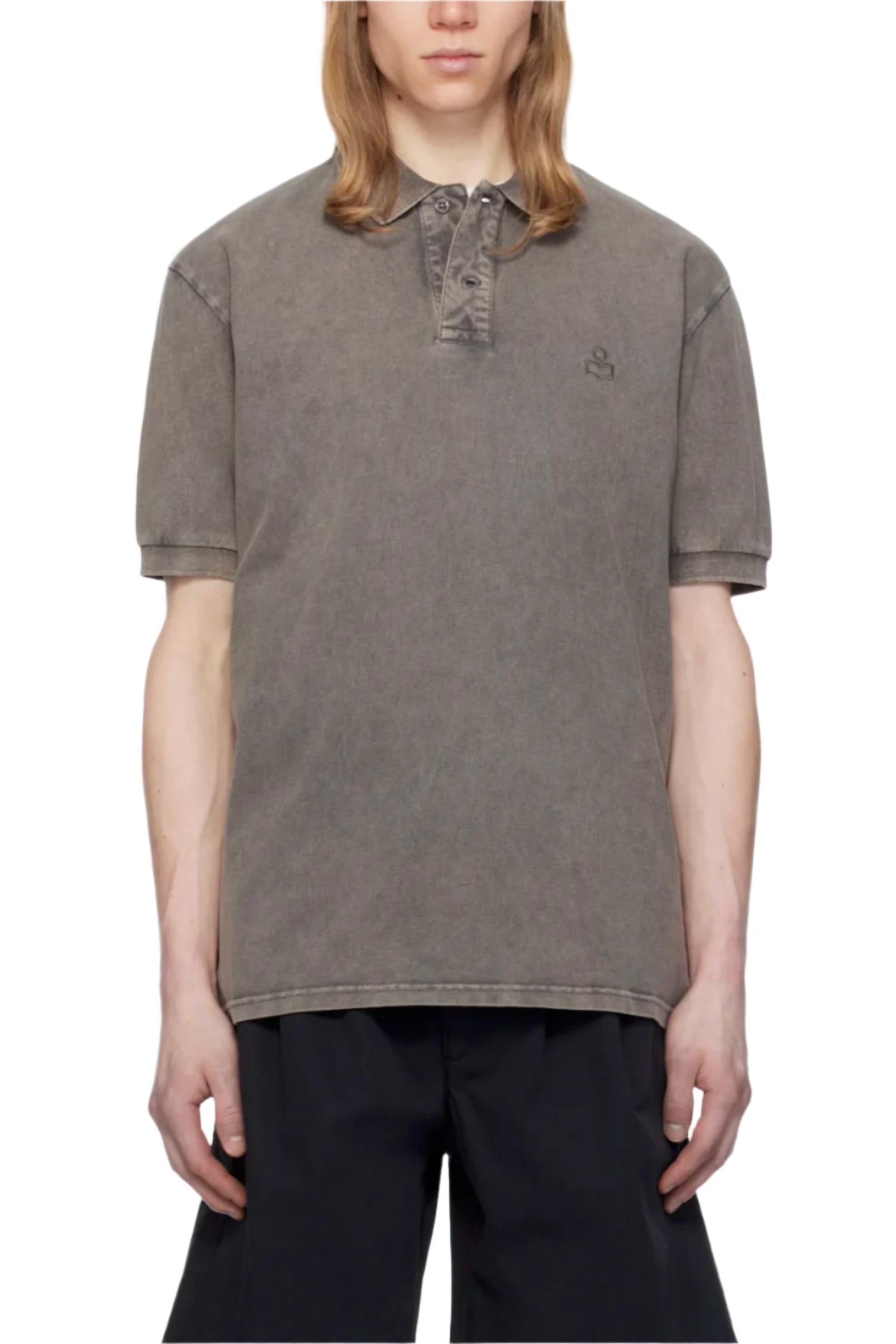 ISABEL MARANT Afko Plastron Polo Shirt in faded black - men's shirt