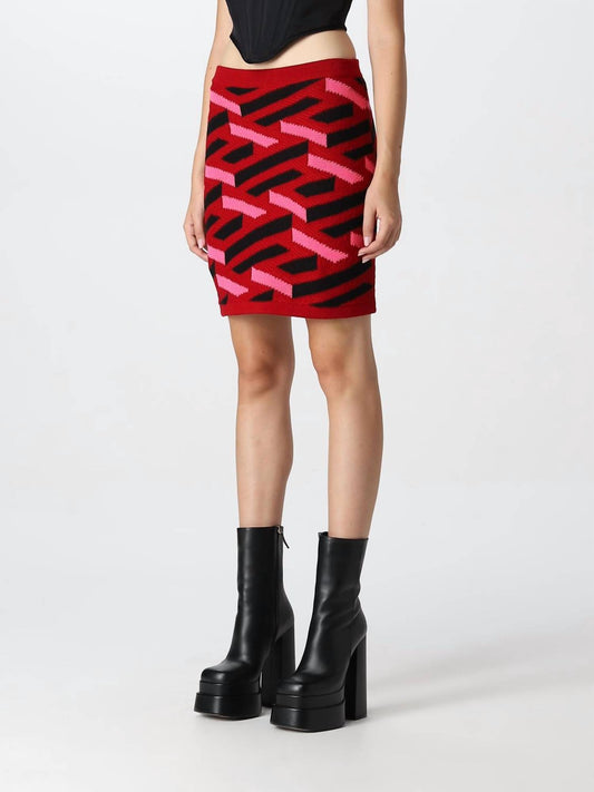 Versace - La Greca Wool Blend Knit Skirt