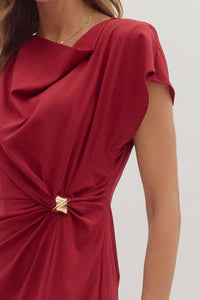 Entro - Short Sleeve Midi Dress With Ring Gathering Detail