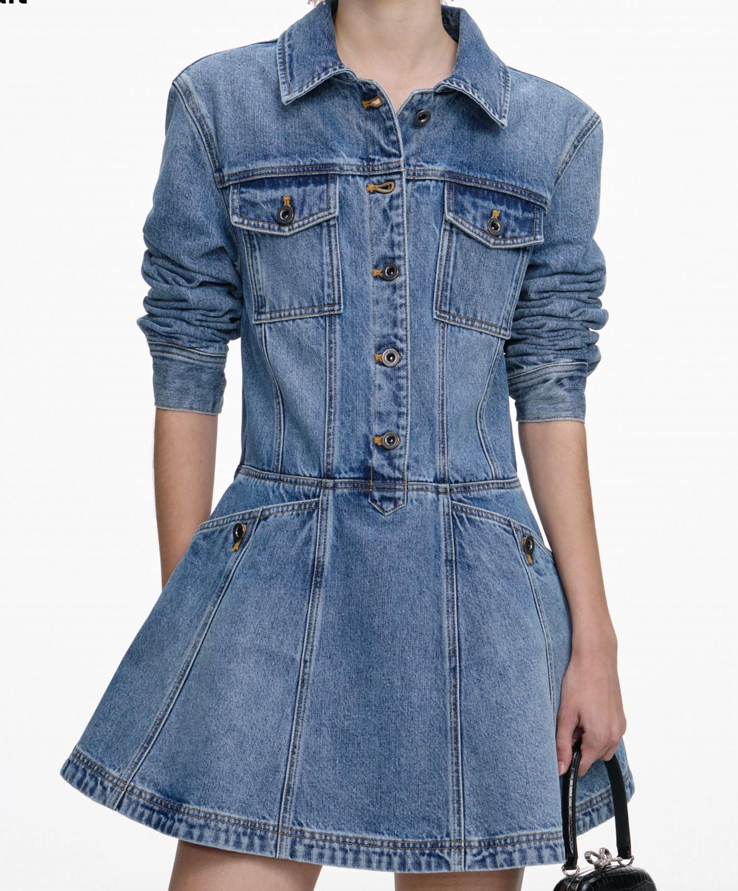 Self-Portrait - Denim Mini Shirt Dress