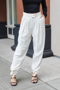 Beige Botany - No Strings Attached Ankle Tie Pants