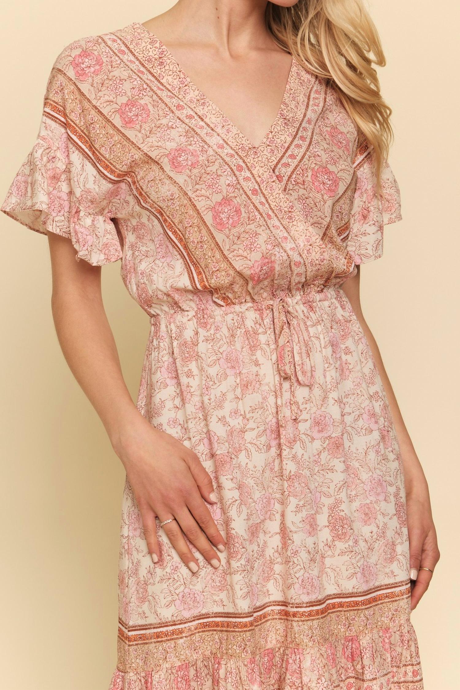 Mystree - Ruffle Boarder Print Dress