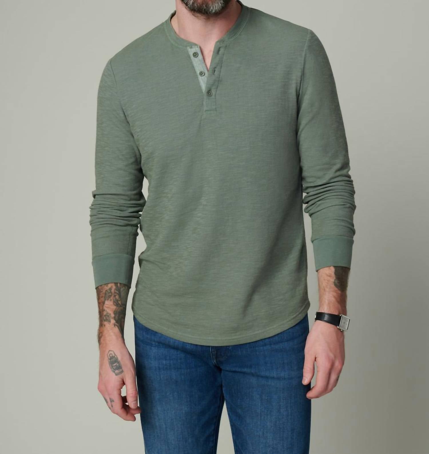 Joe'S Jeans - Dwight Double Face Henley Long Sleeve Sweatshirt