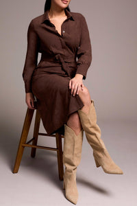 Tribal - Long Sleeve Midi Shirt Dress