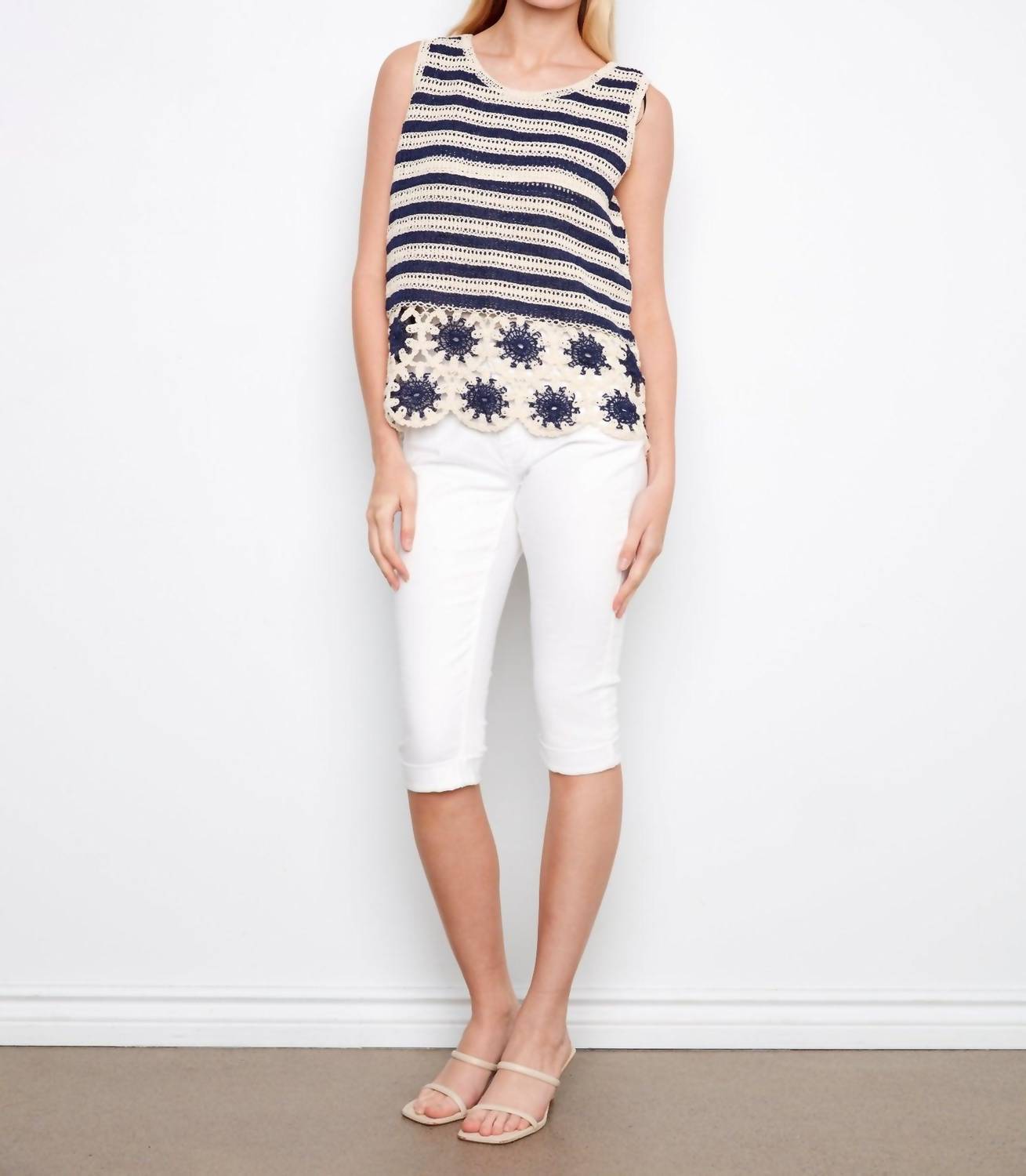 Charlie B - Striped Sleeveless Crochet Top
