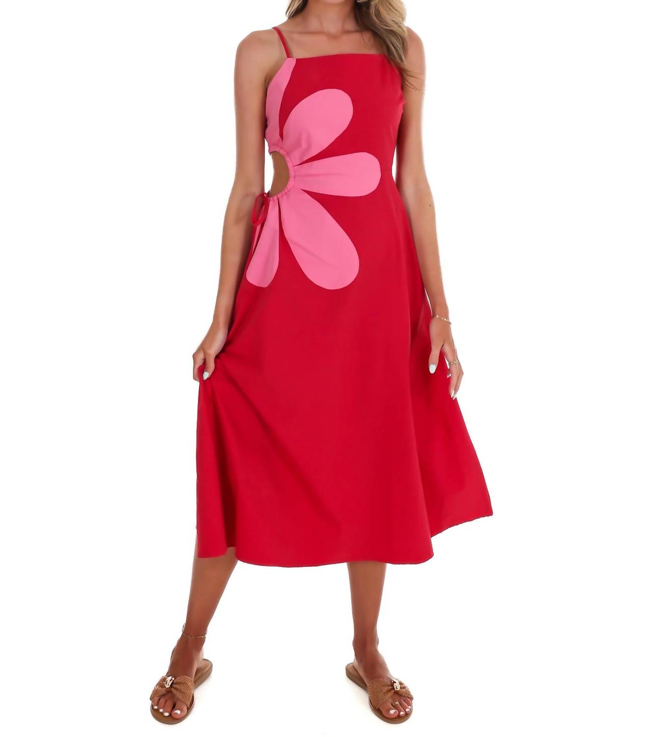 Very J - Women's Wildflower Wishes Floral Cut Out Midi Dress