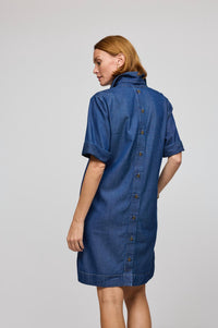 Hinson Wu Short Sleeve Aileen Dress in dark wash - women's dress - alternate view