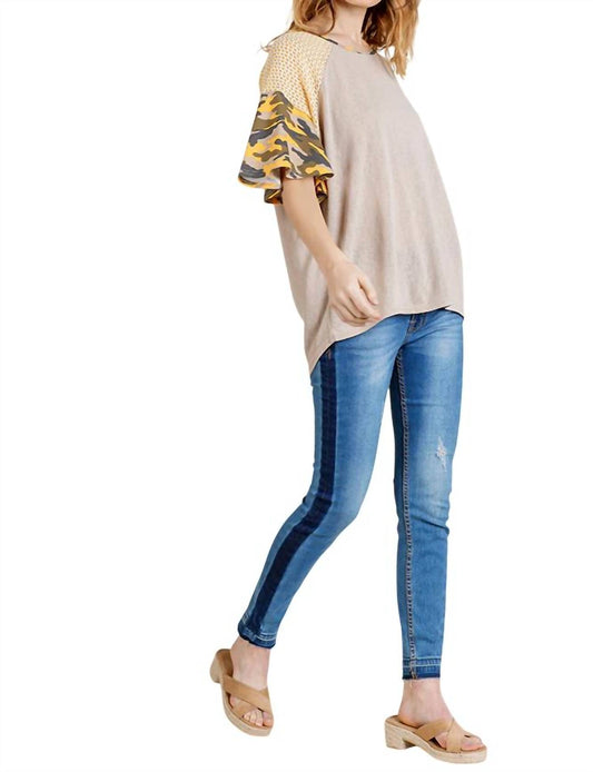 Umgee - Camo Bell Sleeve Top