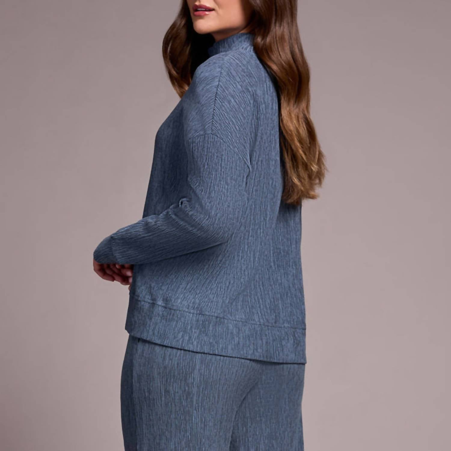 Tribal - Textured Knit Mock Neck Top