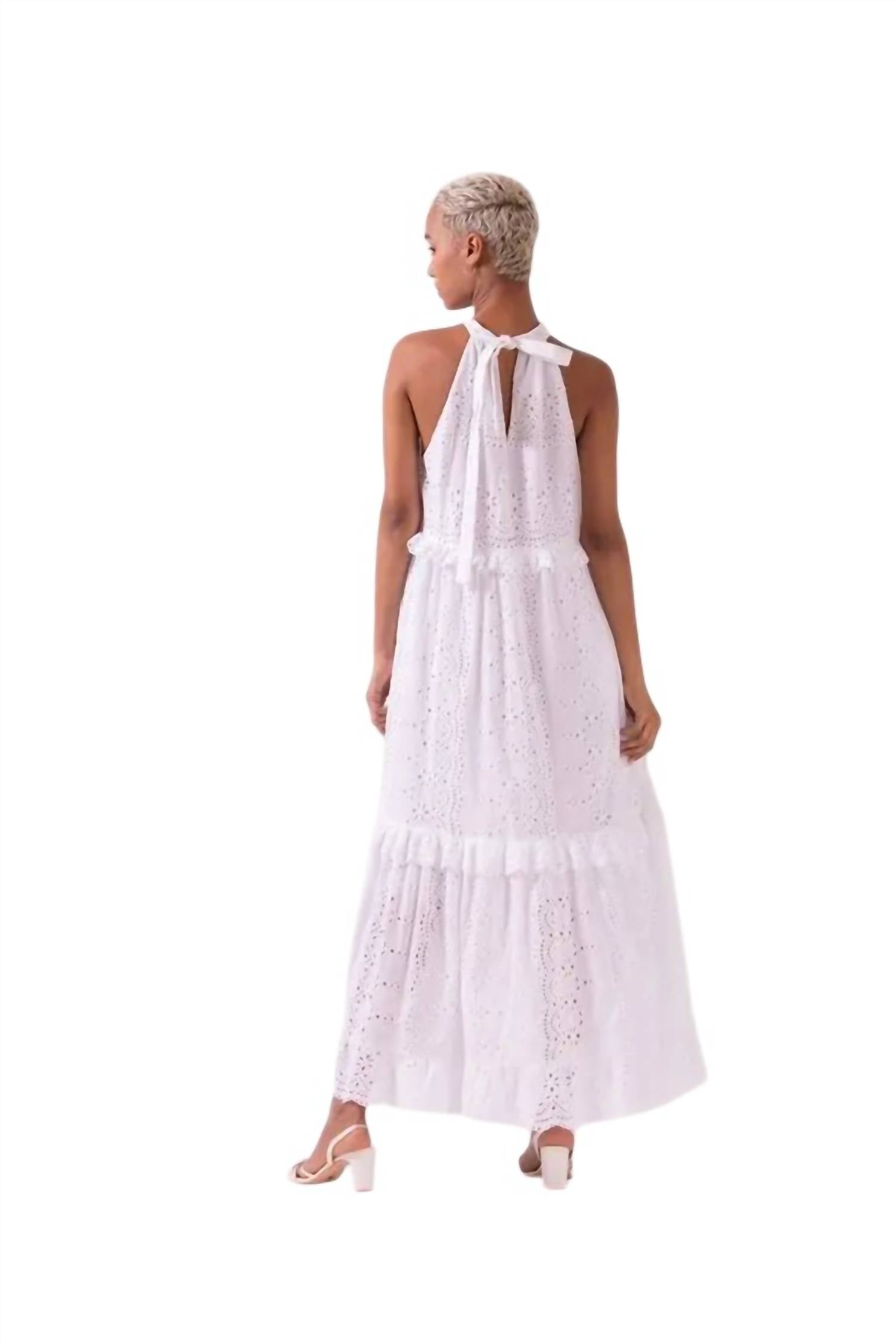 Celina Moon Azalea Halter Neck Tiered Dress in white - women's dress - alternate view
