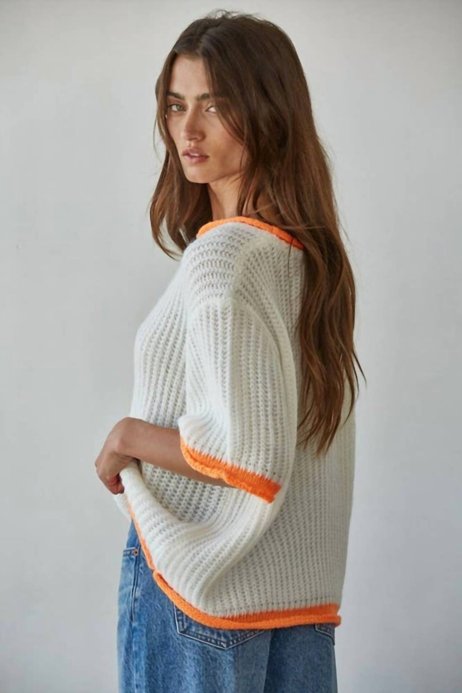 By Together - Knit Sweater Short Sleeve Pullover Top
