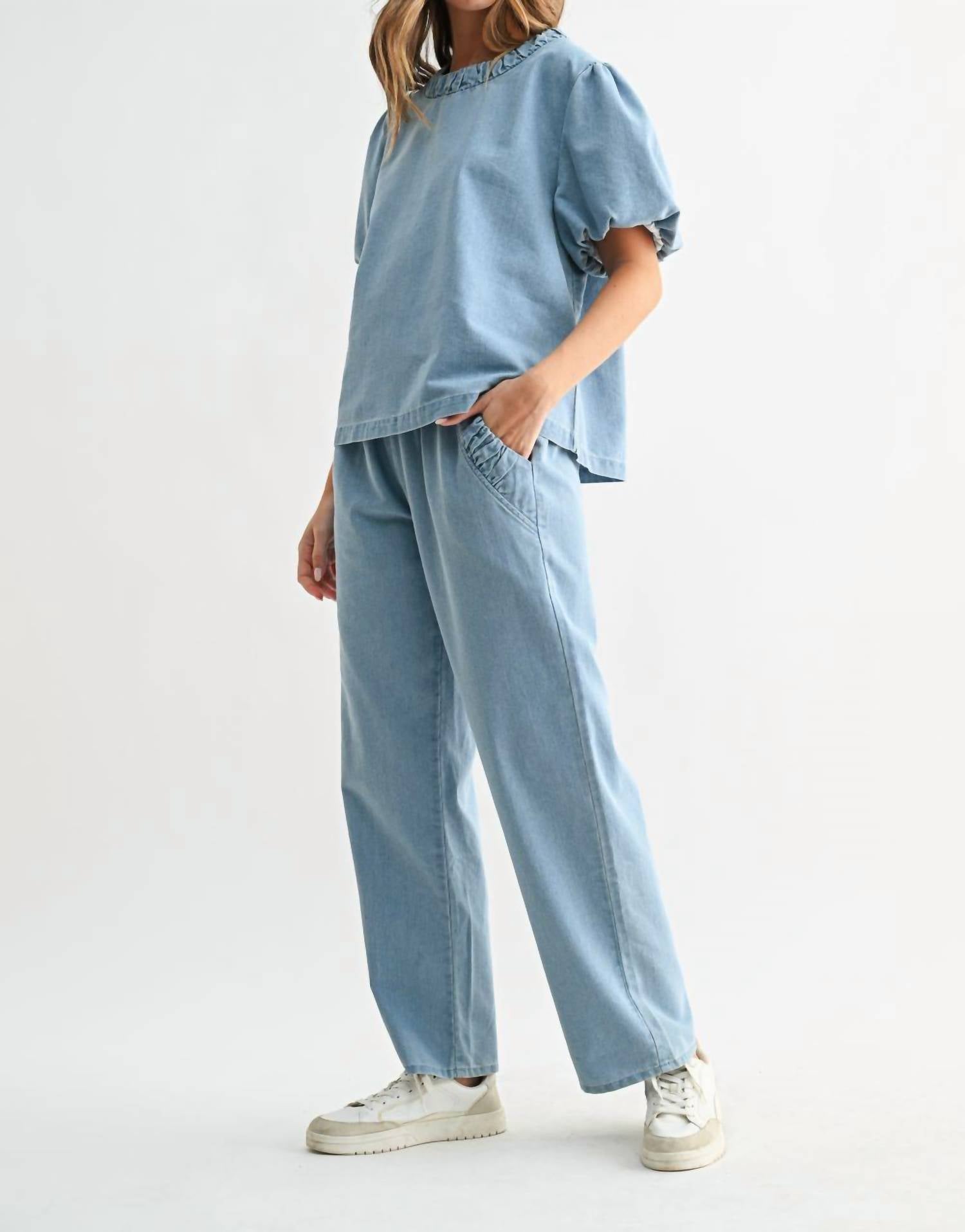 Joh Demna Relaxed Straight Leg Pants in denim - women's pants - alternate view