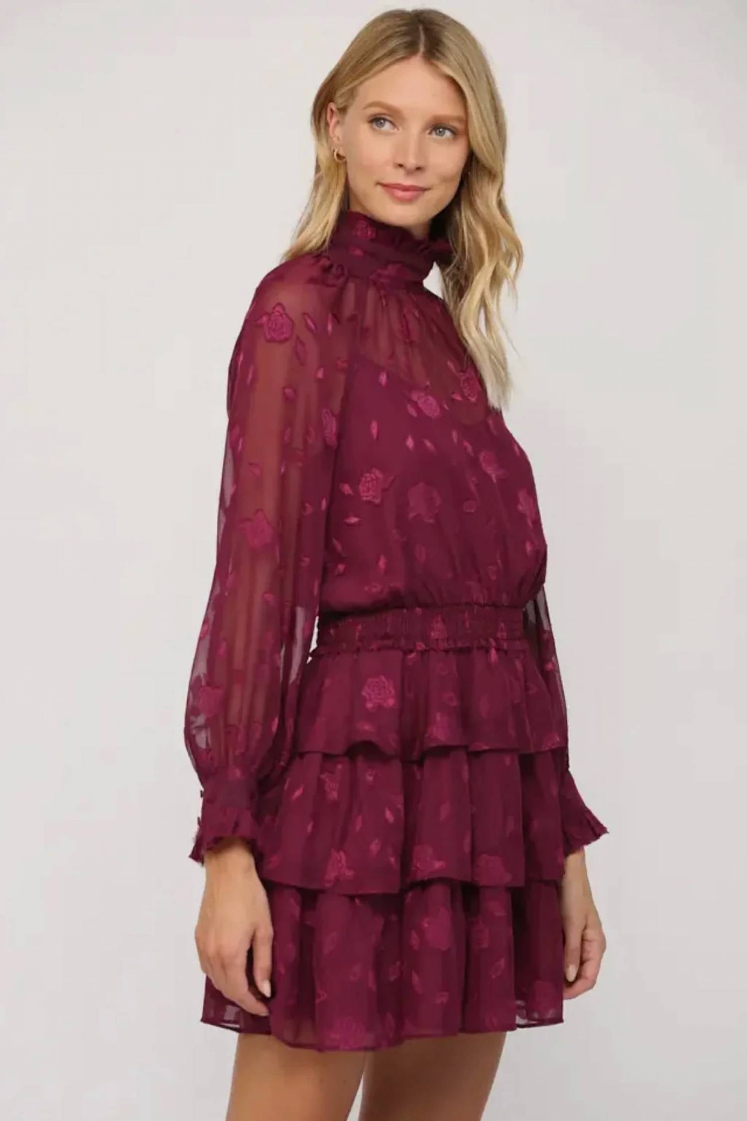 Fate - Floral Sheer Ruffle Dress