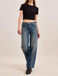 Hidden - Ella Mid-rise Classic Straight Jeans With Side Strips
