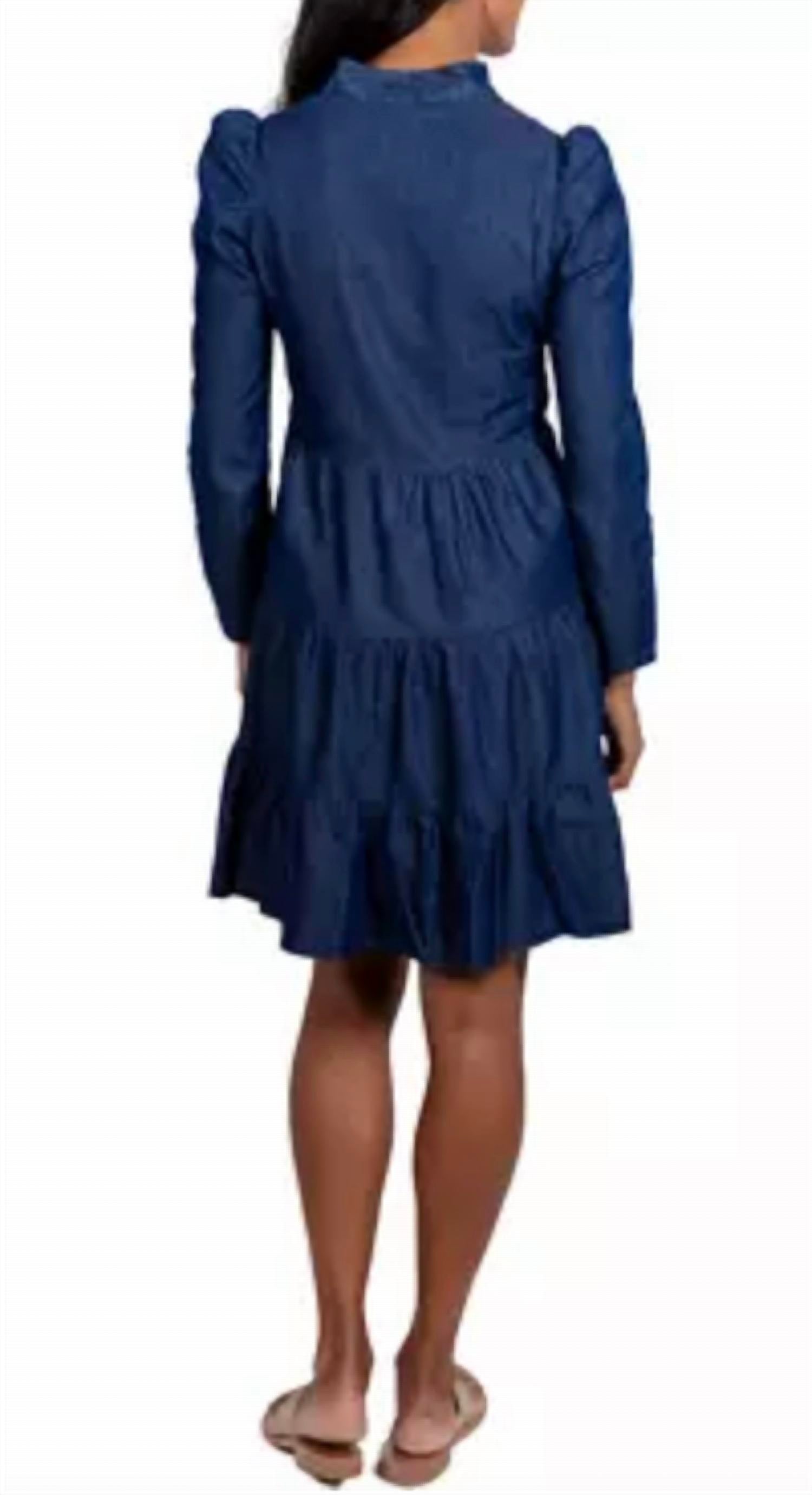 Sail To Sable - Dark Chambray Long Sleeved Dress