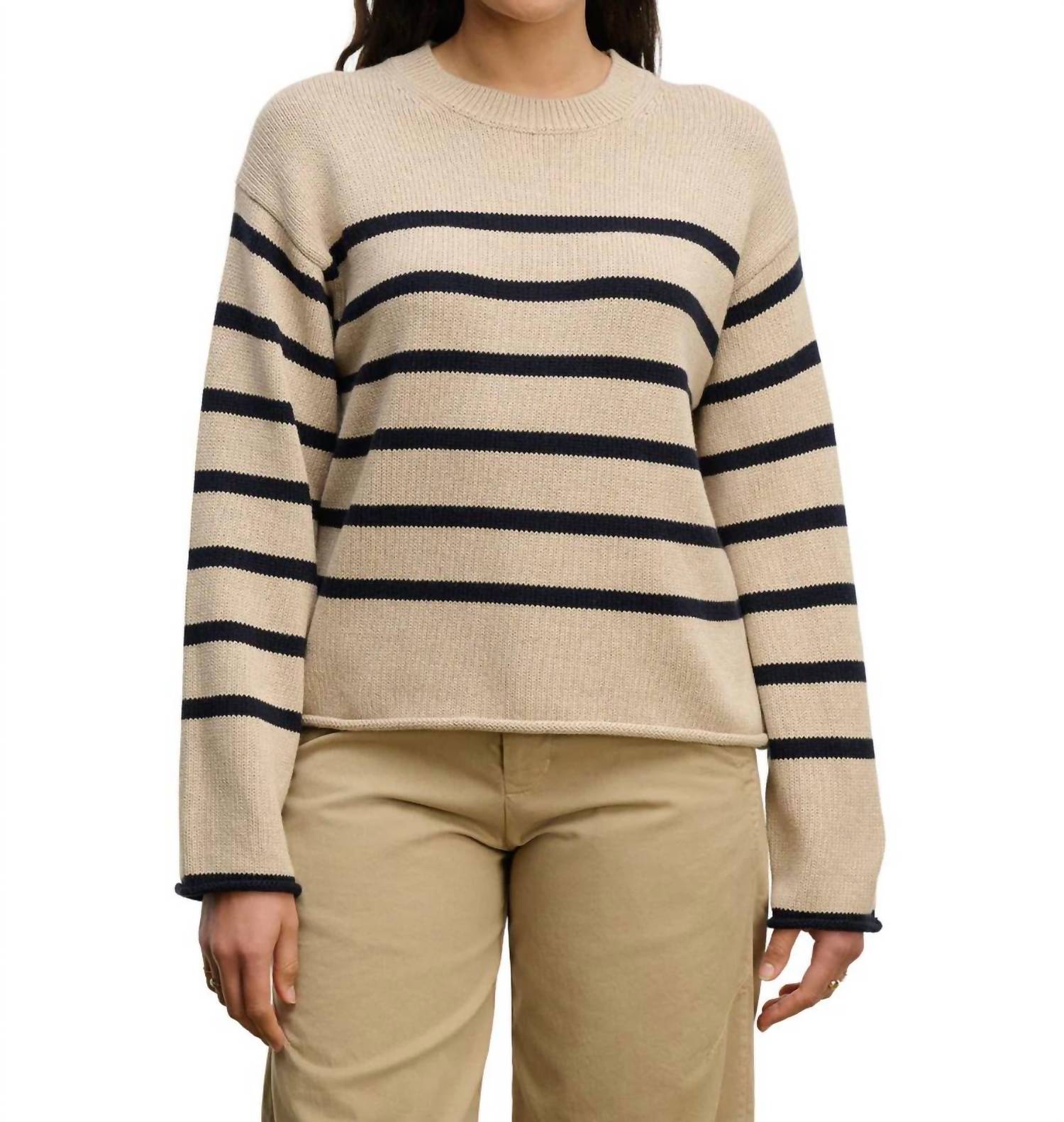 Velvet By Graham & Spencer - Lucia Striped Crewneck Sweater