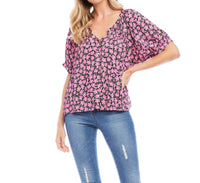 Karen Kane - Fancee Floral Short Sleeve Peasant Top