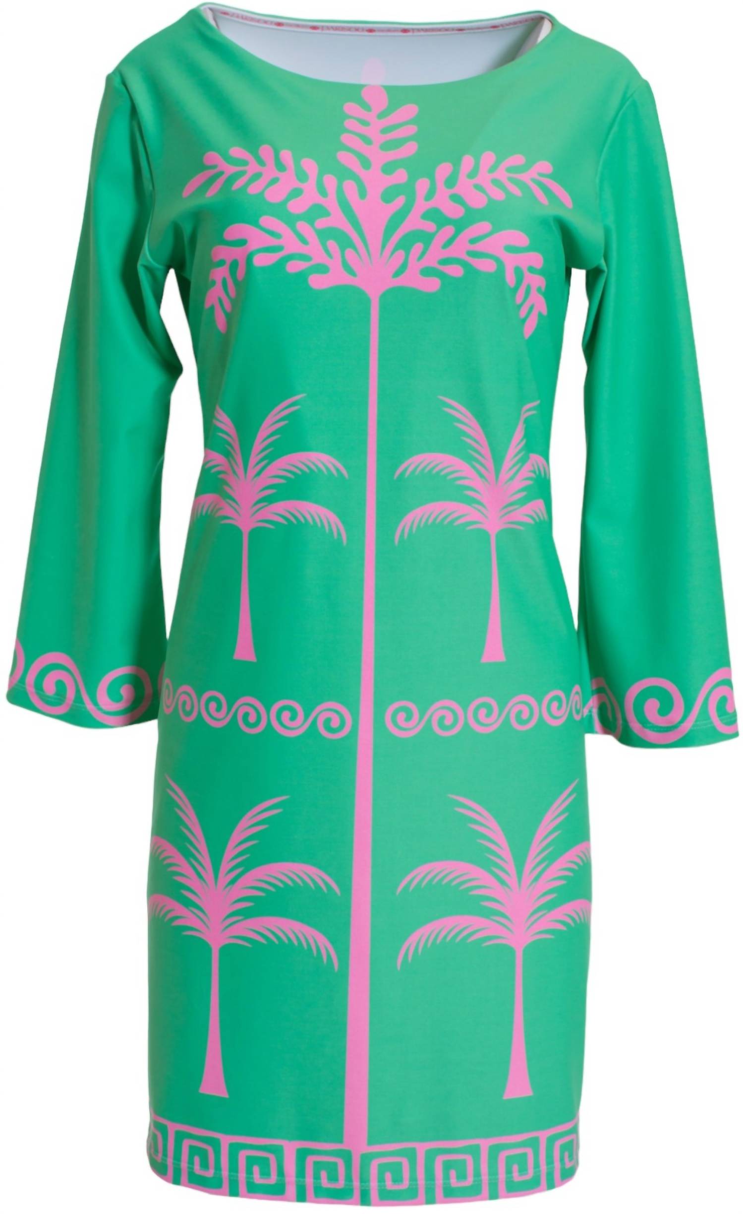 Michelle Parisou - Tropical Palms Pink and Green Dress