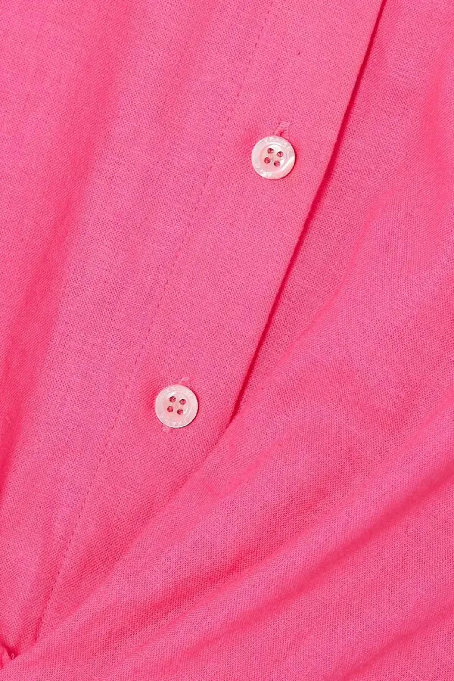 FRAME Cropped Twist Front Top in flamingo pink - women's blouse - view 4