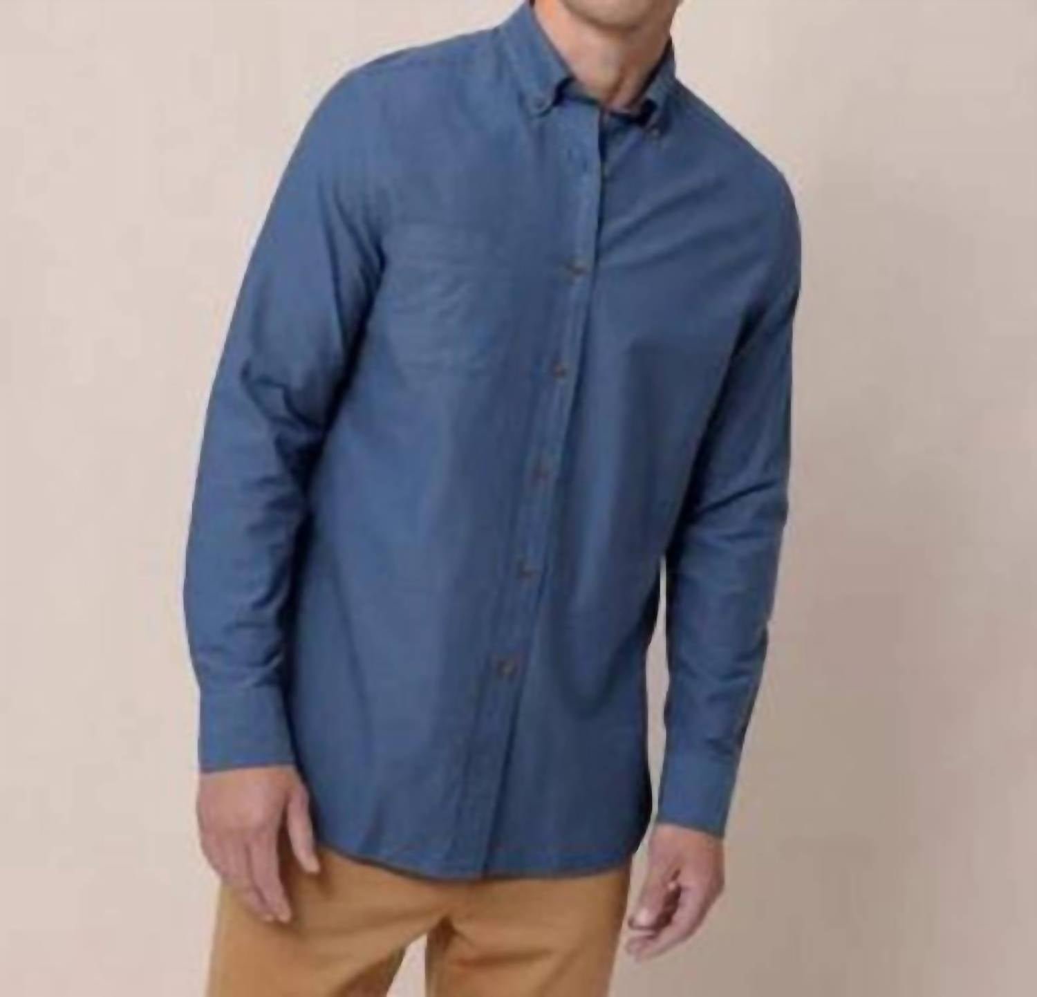 SOUTHERN TIDE East Coast Oxford Sportshirt in dress blue - men's shirt - detail view