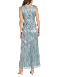 R&M Richards - Metallic Platter Dress With Removable Sheer-sleeve Jacket Set