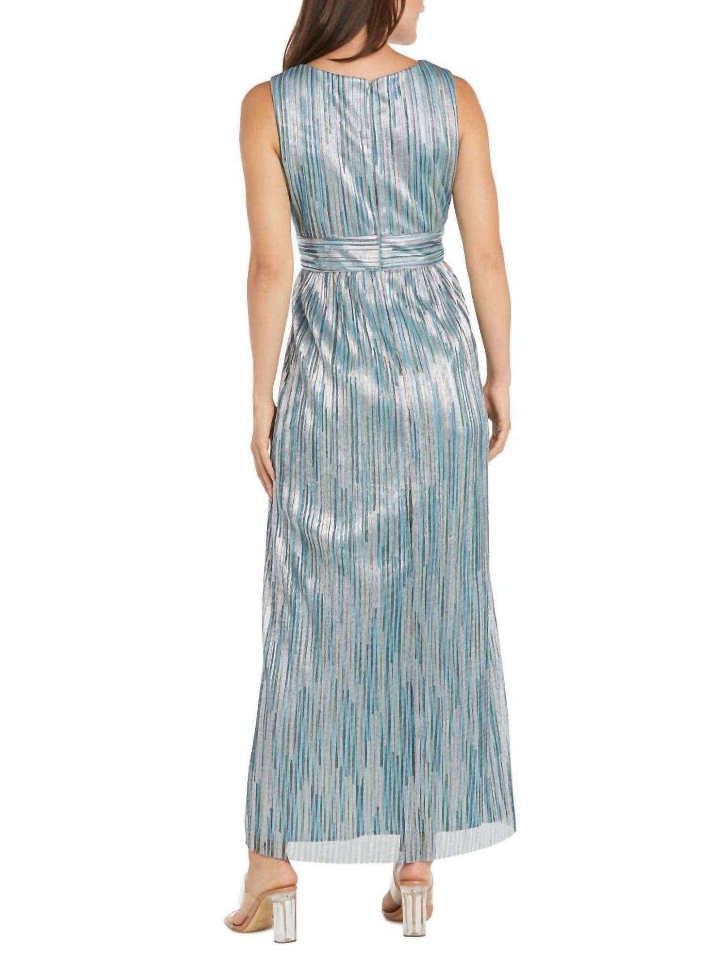 R&M Richards - Metallic Platter Dress With Removable Sheer-sleeve Jacket Set