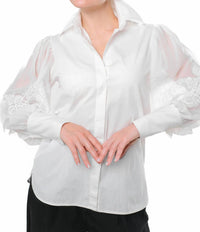 Milva Mi - Sheer Lace Sleeve Blouse