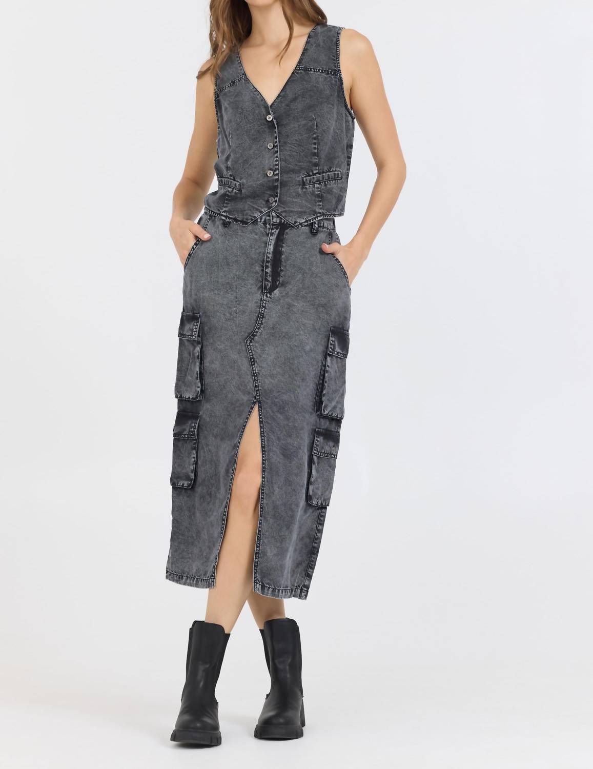 Vintage Havana - Split Front Midi Skirt