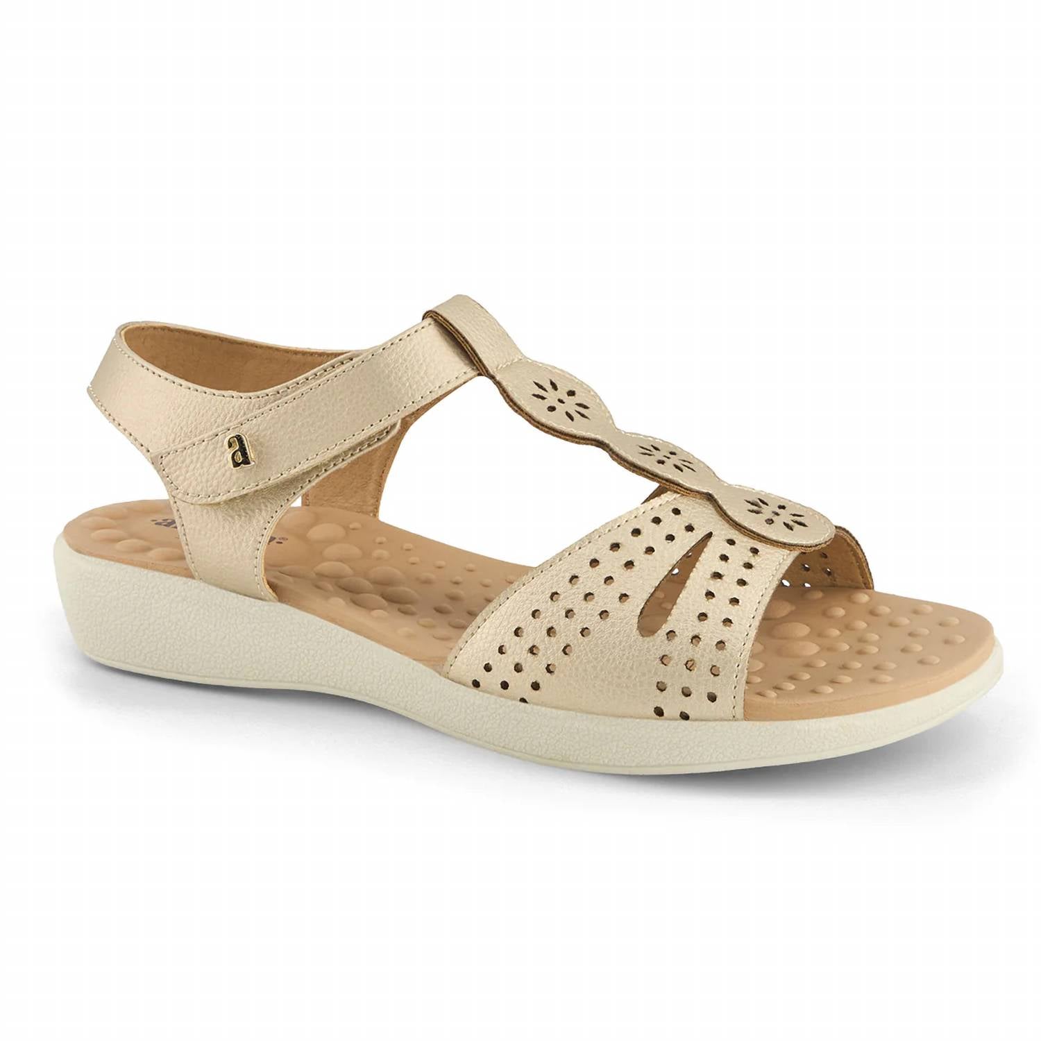 Andrea - Women's T-bar Anatomical Flat Sandal
