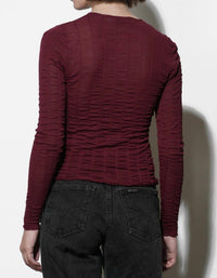 Greylin - Freya Sheer Textured Mesh Long Sleeve Top