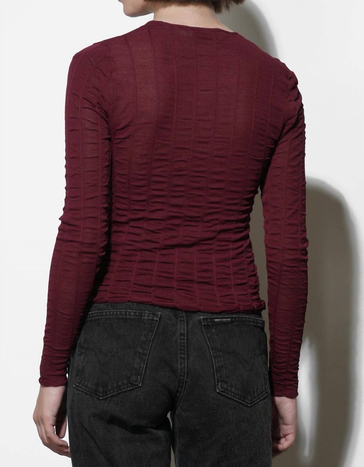 Greylin - Freya Sheer Textured Mesh Long Sleeve Top