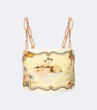 Farm Rio - Rio Souvenir Mixed Scarf Knot Strap Top