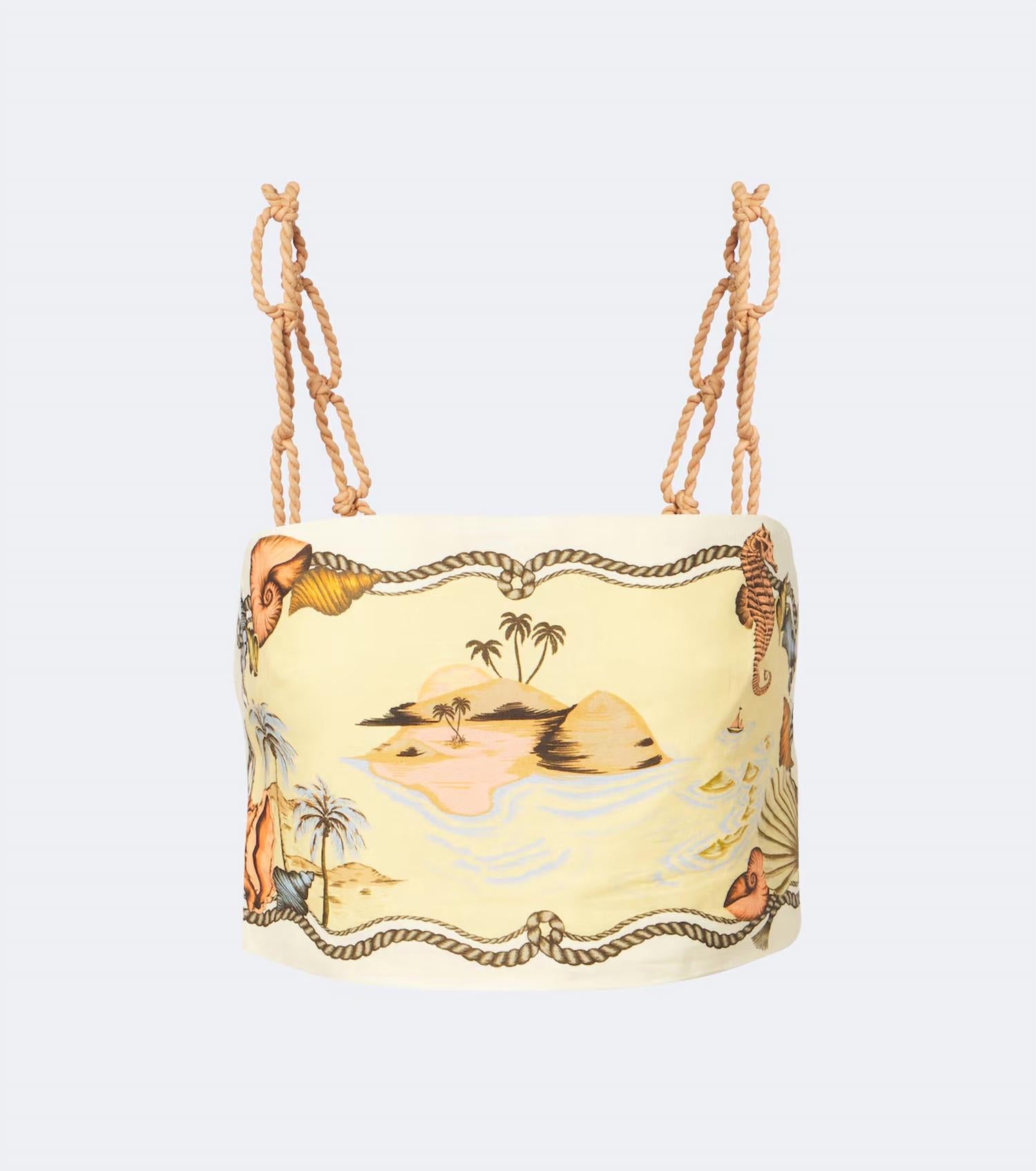 Farm Rio - Rio Souvenir Mixed Scarf Knot Strap Top