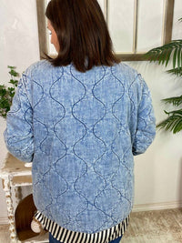 Ee:Some - Washed Denim Quilted Jacket - Curvy