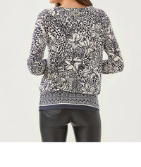 Lilly Pulitzer Tamika Knit Top in onyx lots to spot - women's long sleeve top - detail view