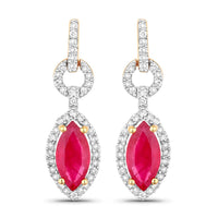 Diana M Jewels Women's Marquise Natural Ruby Stud Earrings (1.23 Ct) - Petite in 14k yellow gold - women's jewelry
