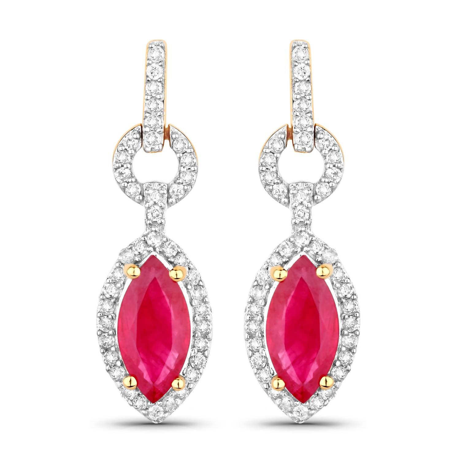 Diana M Jewels Women's Marquise Natural Ruby Stud Earrings (1.23 Ct) - Petite in 14k yellow gold - women's jewelry