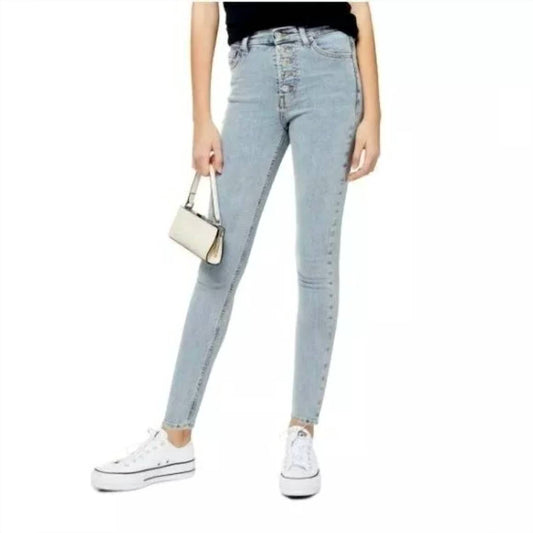 Topshop - Jamie Exposed Buttons High Rise Light Wash Skinny Jeans