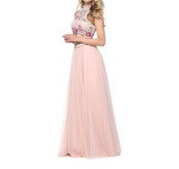 Sherri Hill - High Neck Halter Embroidered Gown