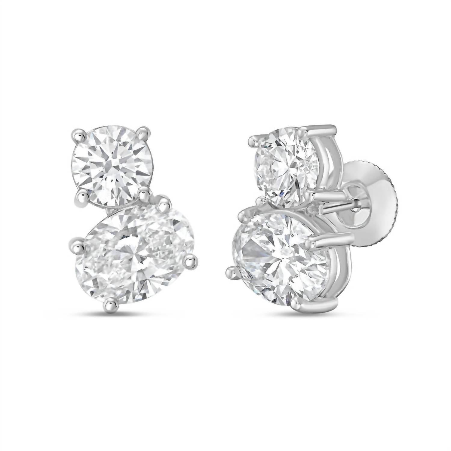 Diana M Jewels - Women's Round & Oval Lab-Grown Diamond Stud Earrings (5.00 Ct) - Statement