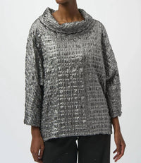 Joseph Ribkoff - Foiled Cowl Neck Dolman Sleeves Top