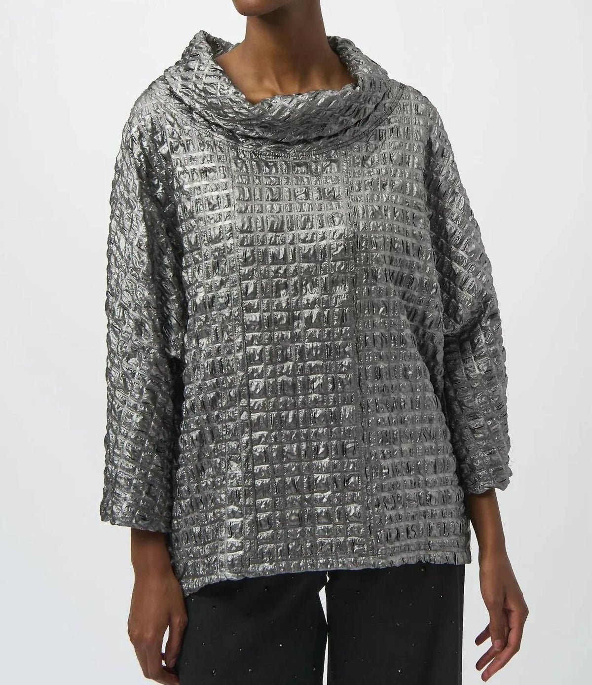 Joseph Ribkoff - Foiled Cowl Neck Dolman Sleeves Top