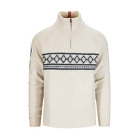 AMUNDSEN Men's Boiled Ski Sweater in faded navy norge oatmeal - men's sweater