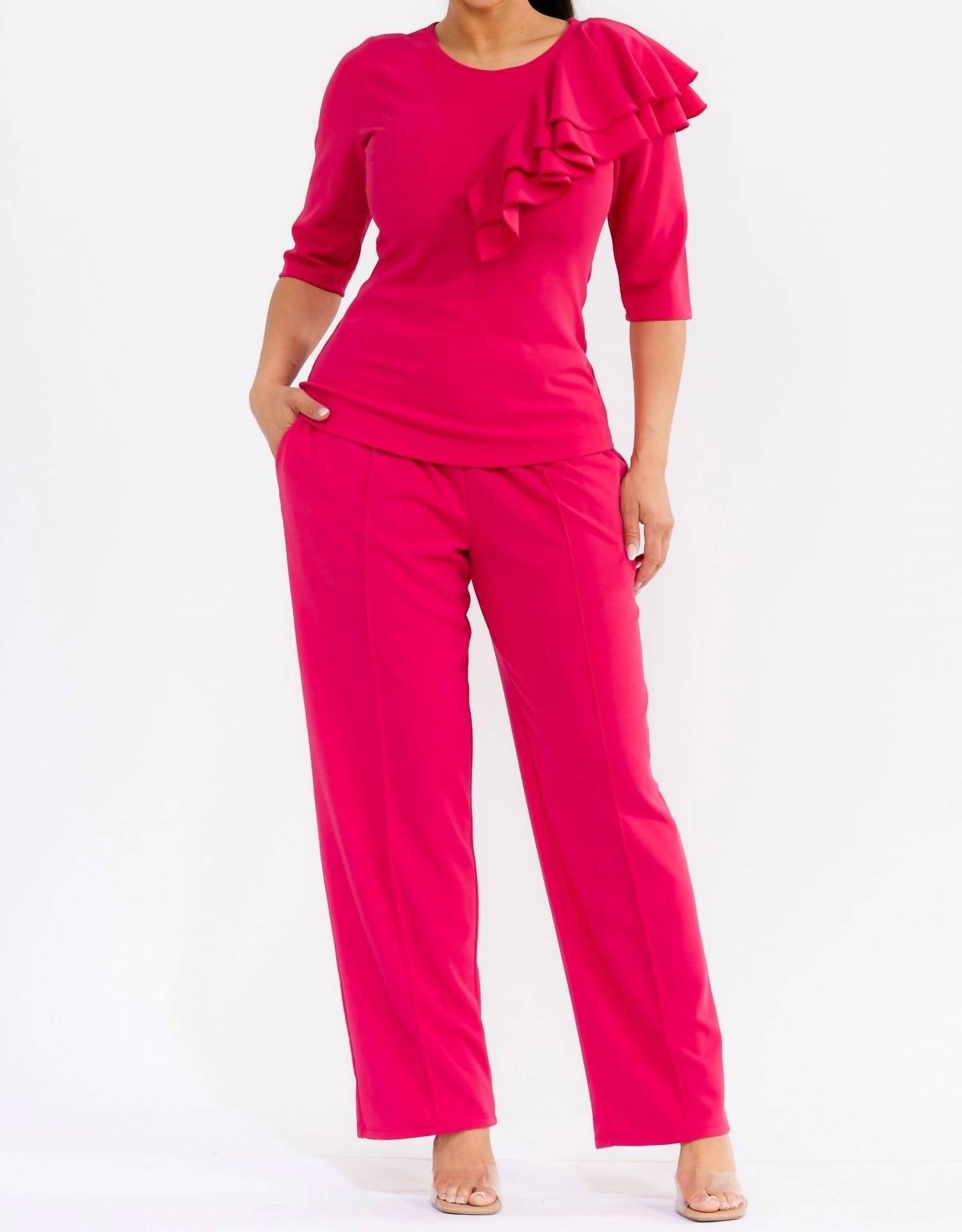 Karen T Design Pull-on Wide Leg Pants in pink - women's pants