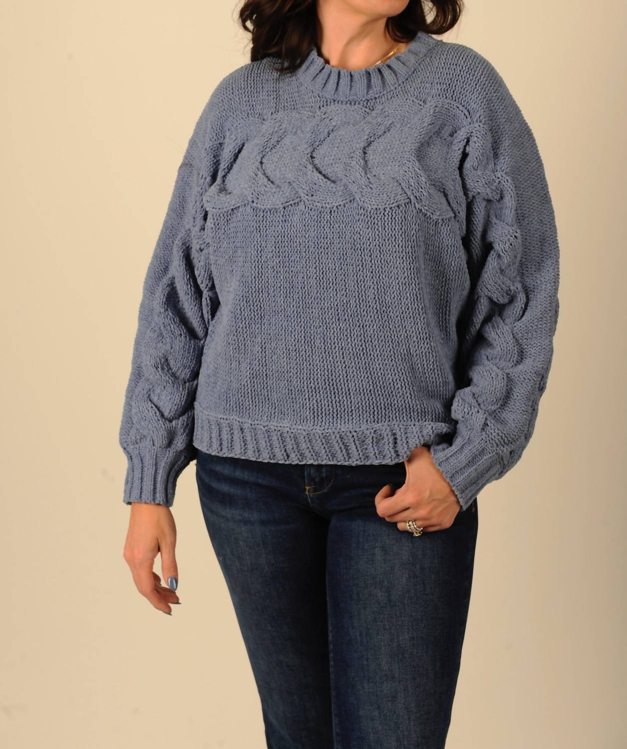 mystree Waves Of Warmth Long Sleeve Sweater in blue - women's sweater