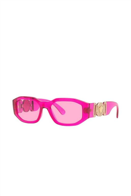 Versace - Geometric Plastic Sunglasses with Pink Lens