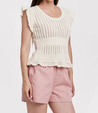 Another Love - Peplum Crochet Knit Top