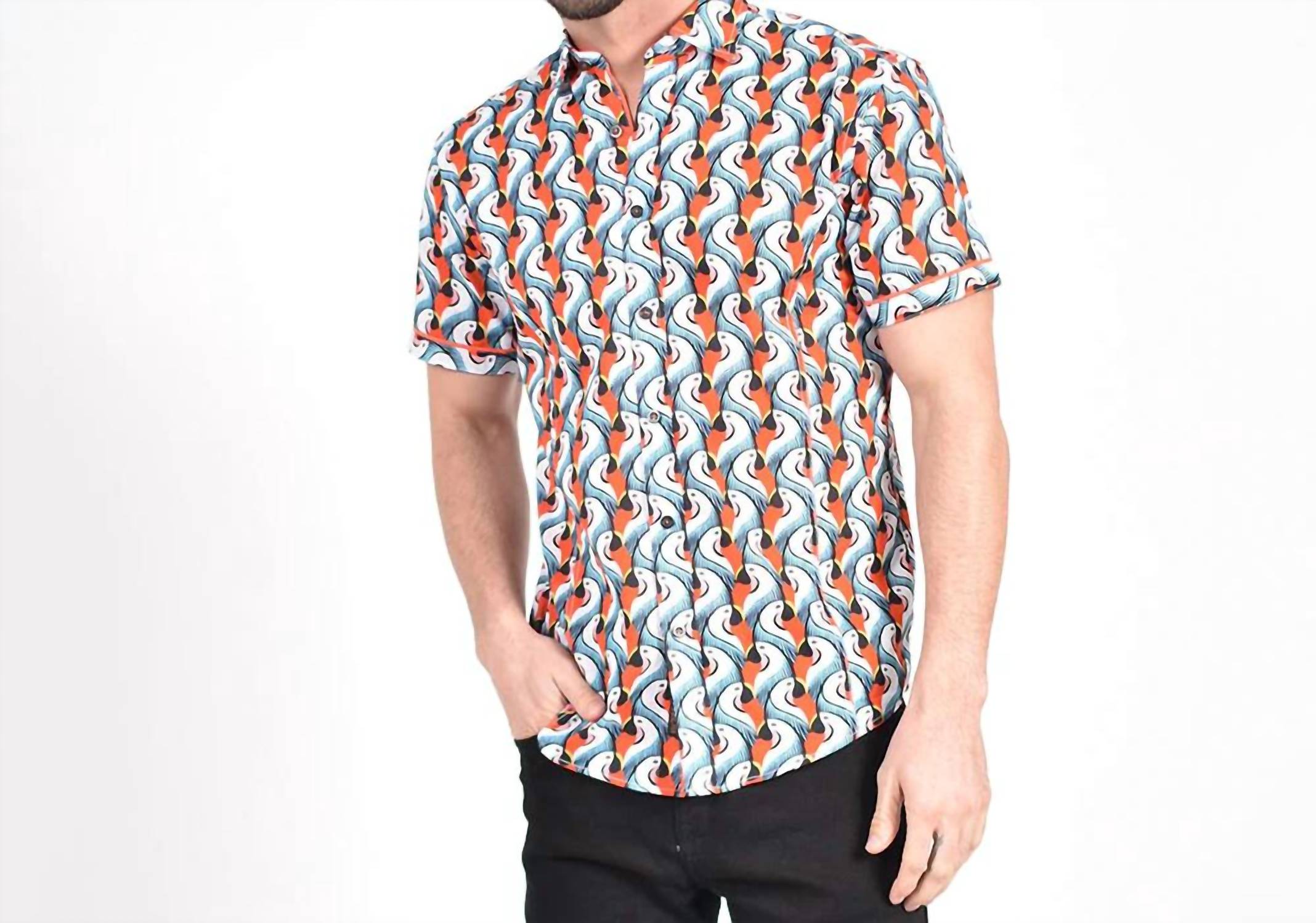 Eight X - Colorful Parrot PopArt Short Sleeve Shirt