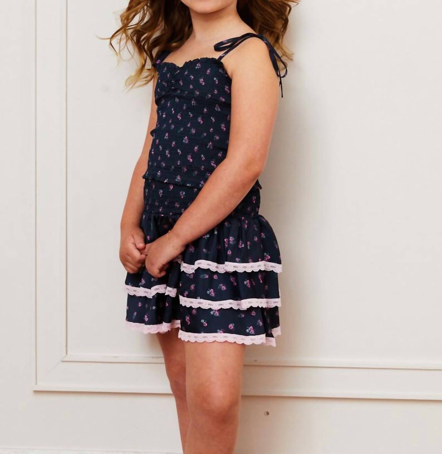 Theme - Girl's Gemma Black Rose Mini Skirt